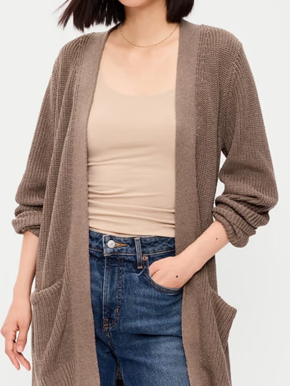 Old Navy Longline Open Front Wrap Cardigan Driftwood Heat Tan Size XS